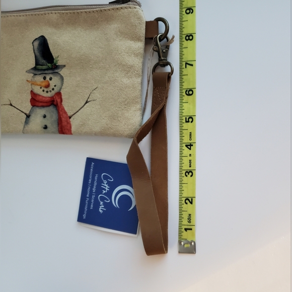 Cott n Curls Snowman Canvas Wristlet w/Leather Strap Pouch Handbag NWT *READ* - Picture 5 of 16